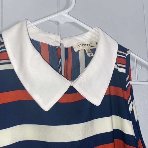 Monteau Women’s Summer Stripes Sleeveless Collard Dress Size Medium - Picture 4 of 8